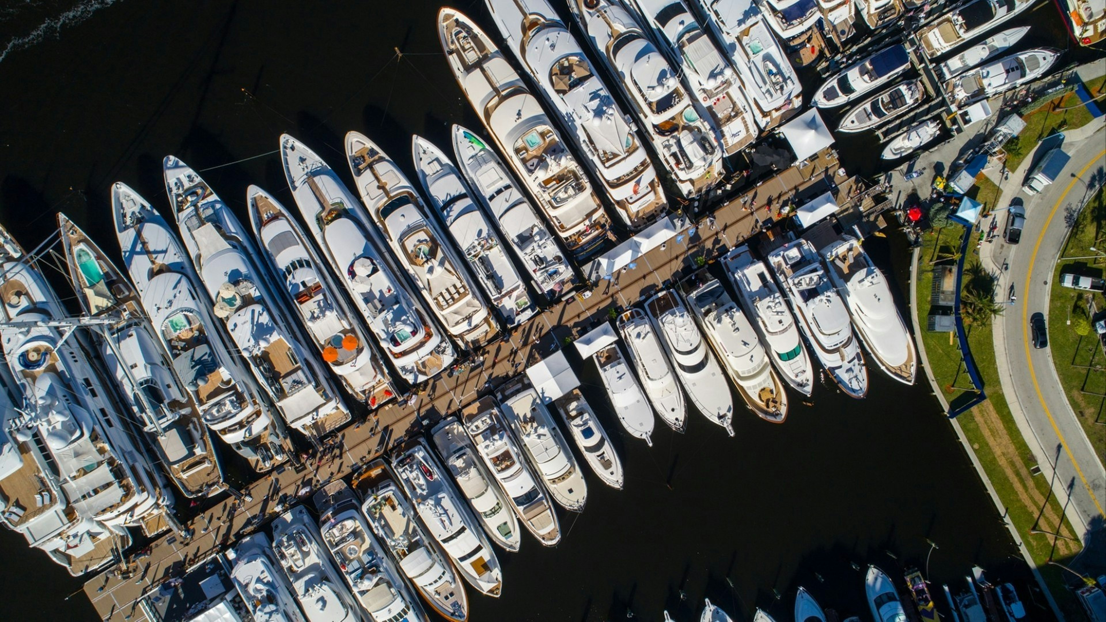Aerial drone image of the Fort Lauderdale Boat Show