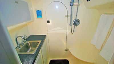 Spacious Port Shower Area (twin sinks)