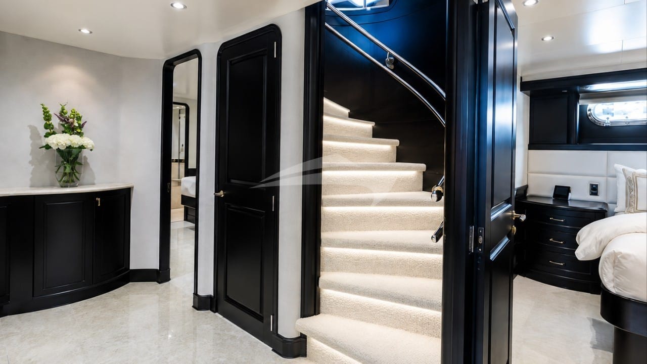 Stairway to lower cabins