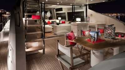 Aft Deck Dining at Night