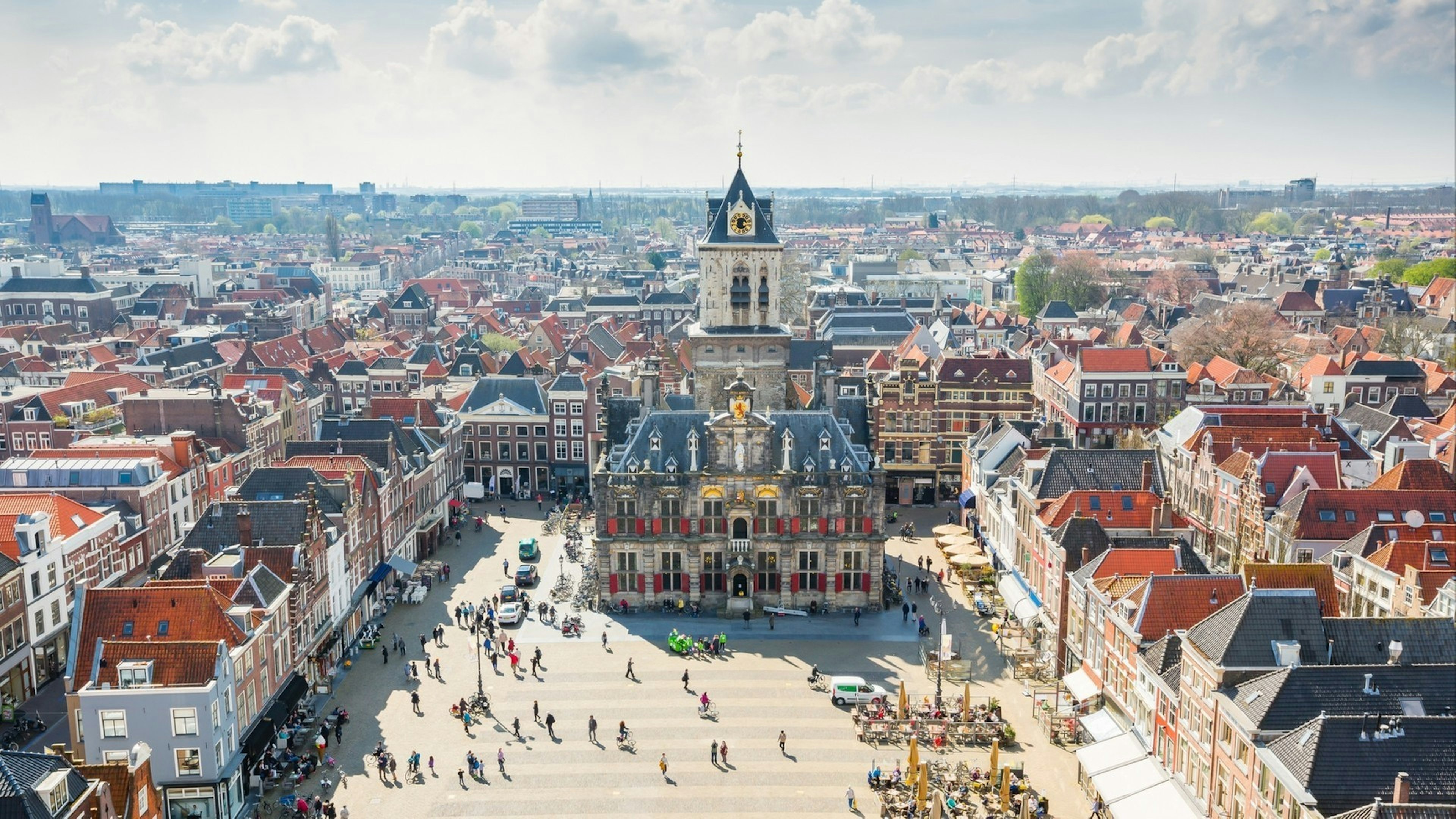 Delft City Hall in high view