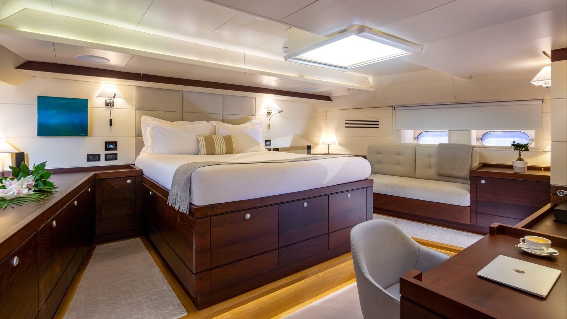 Aft master stateroom with centerline king