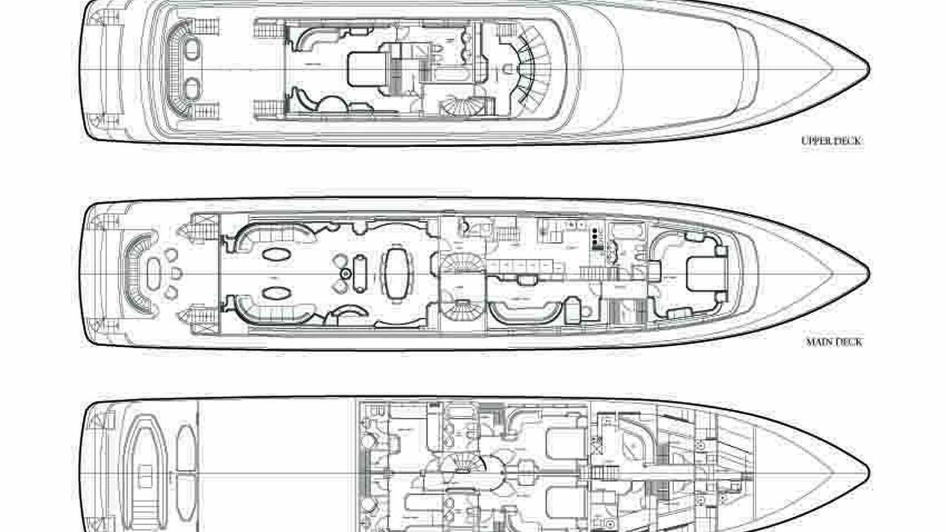 Luxury charter yacht layout diagram for JAAN