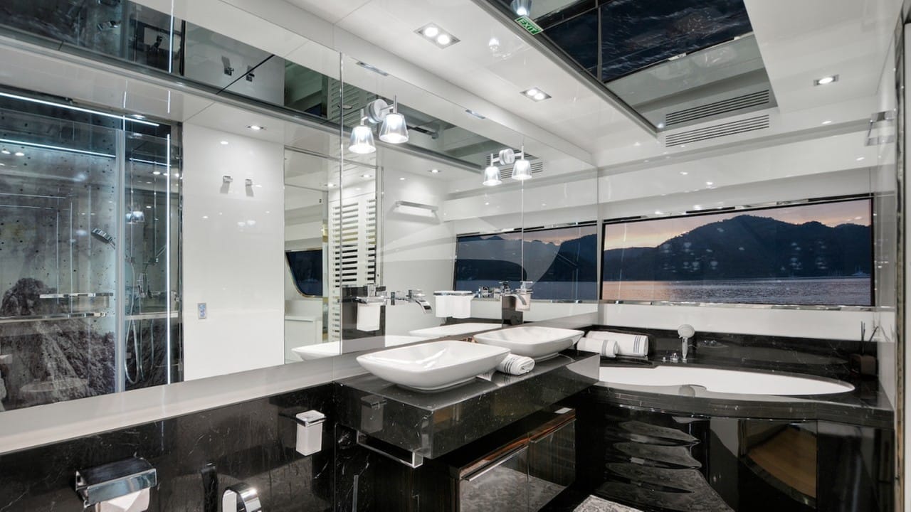 Master stateroom en suite with bath and shower