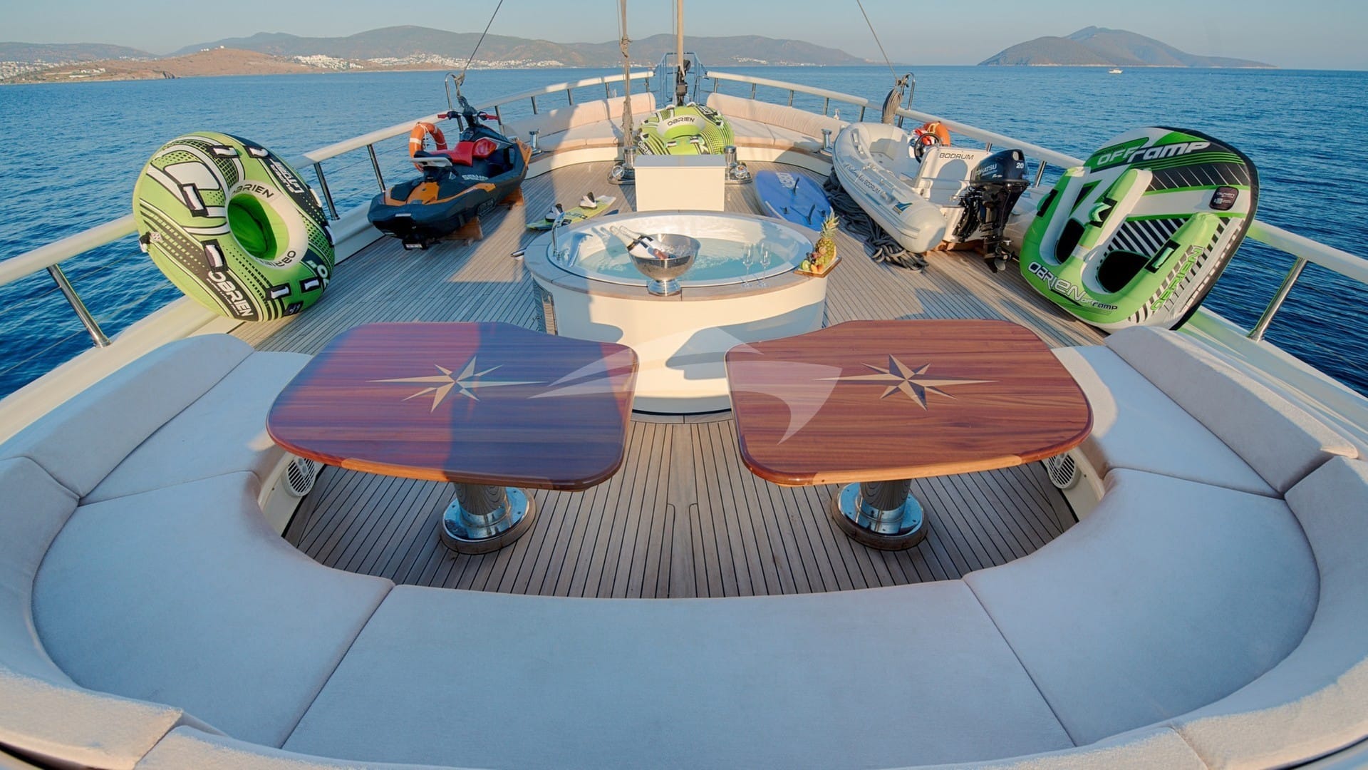 Foredeck with Deck Jacuzzi and Water Toys