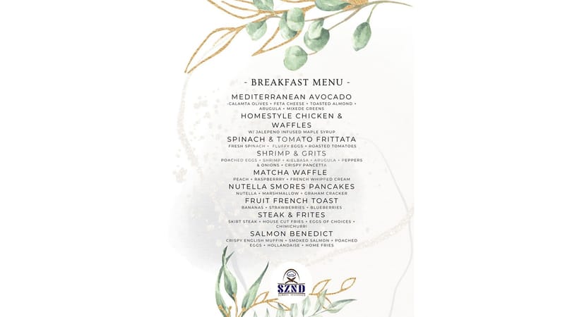 Sample Breakfast Menu