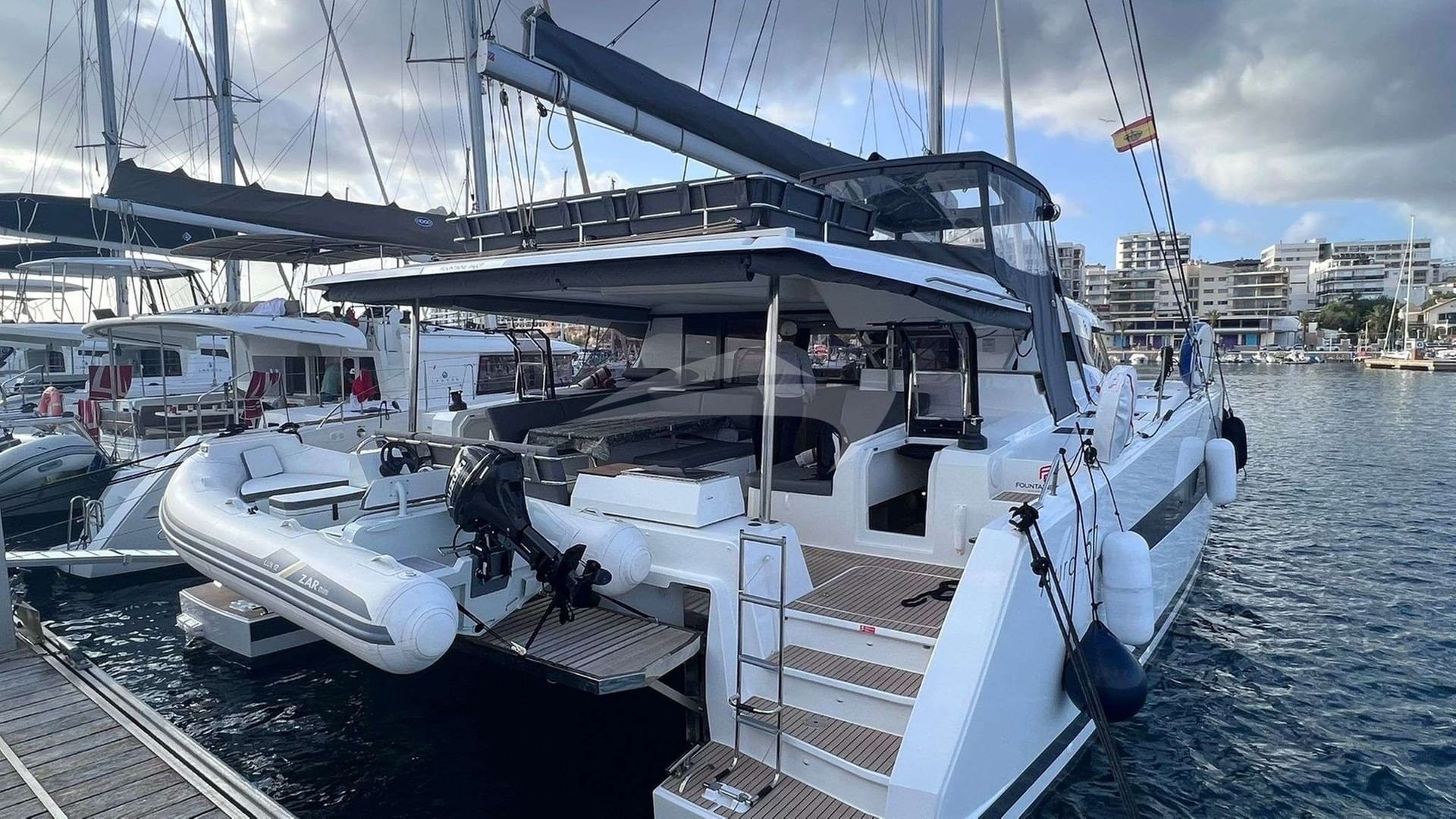 Aft deck view with tender