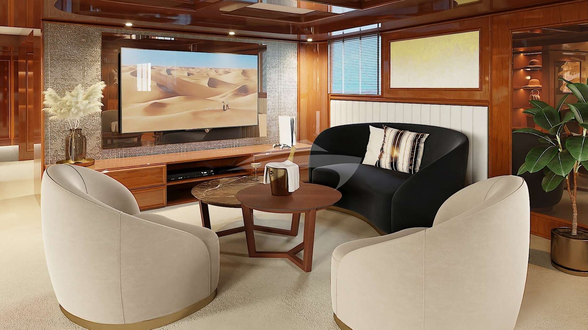 Seating area portside of Master Cabin