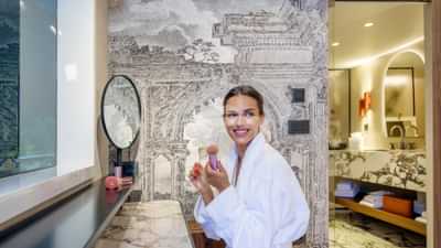 Master stateroom walk in closet and dresser