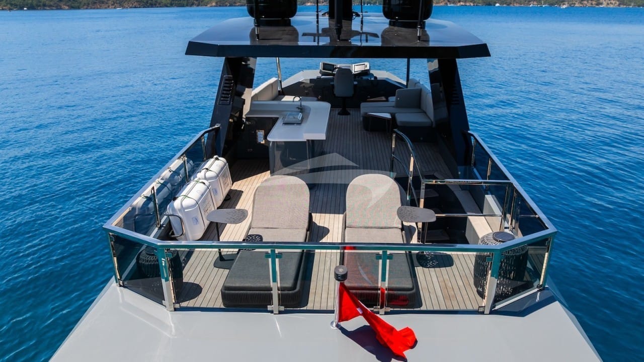 Sun beds on fly deck