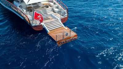 Swim platform lowered into water