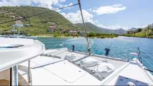 Foredeck, with the trampolines & beanbag loungers