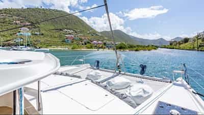 Foredeck, with the trampolines & beanbag loungers