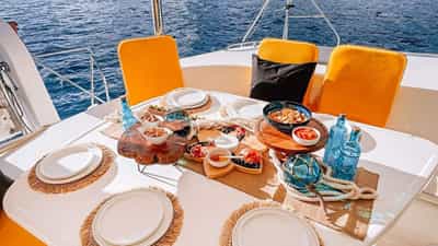 Aft deck lounge and dining area
