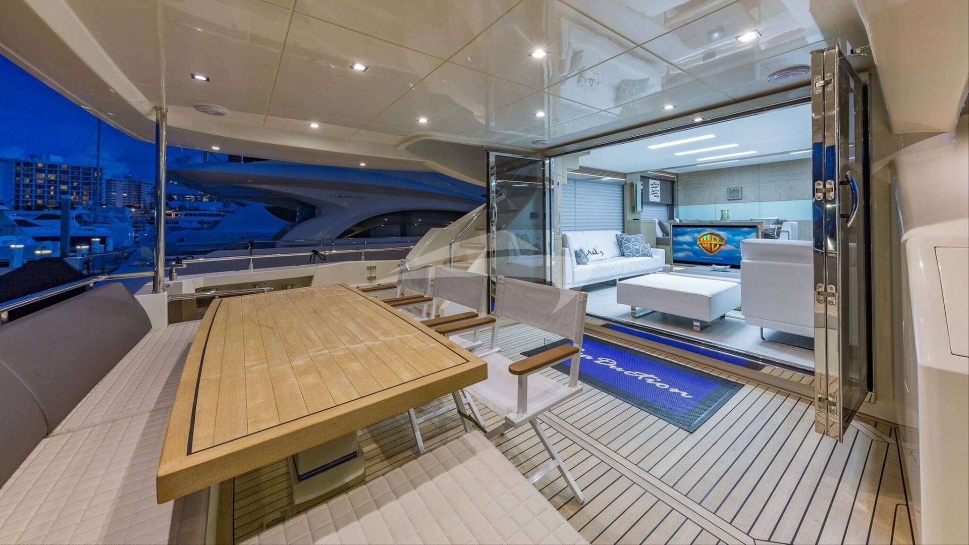 Aft Deck and Salon at Night