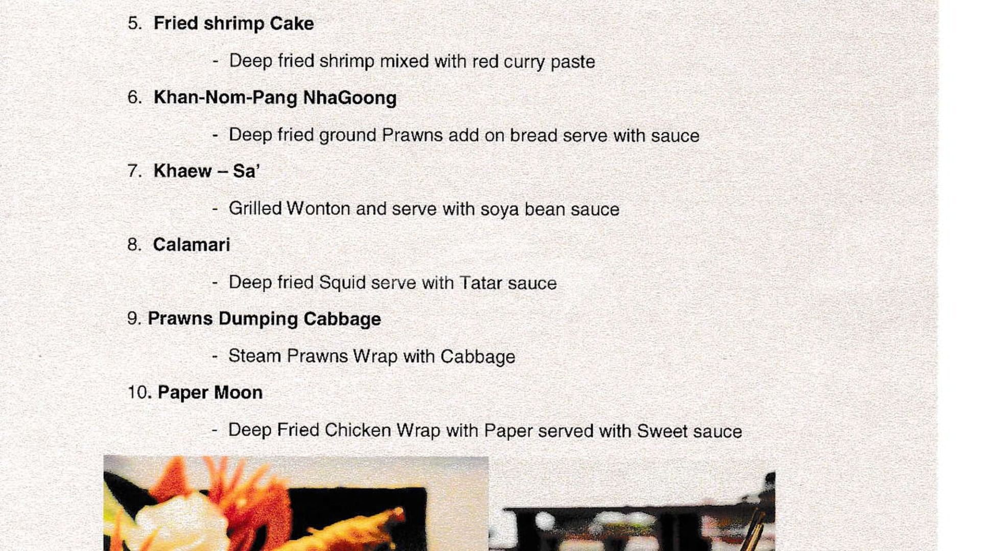 Thai Menu