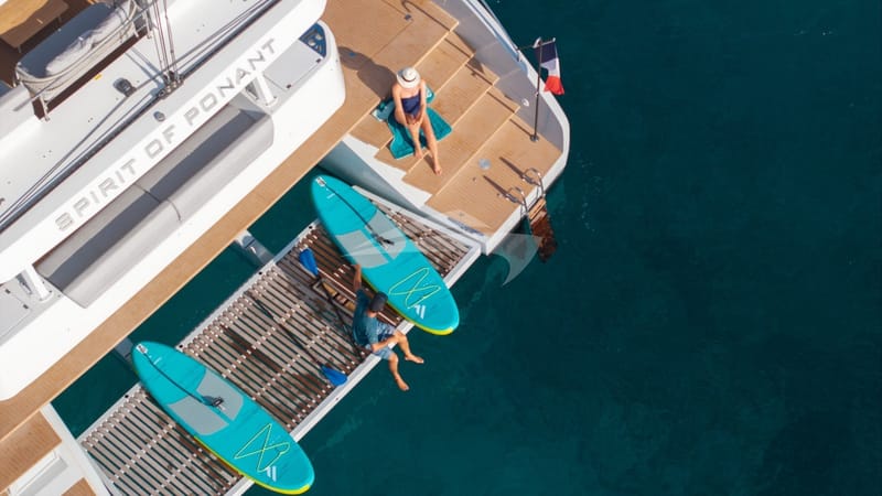 Aerial View of Swim Platform and Water Toys