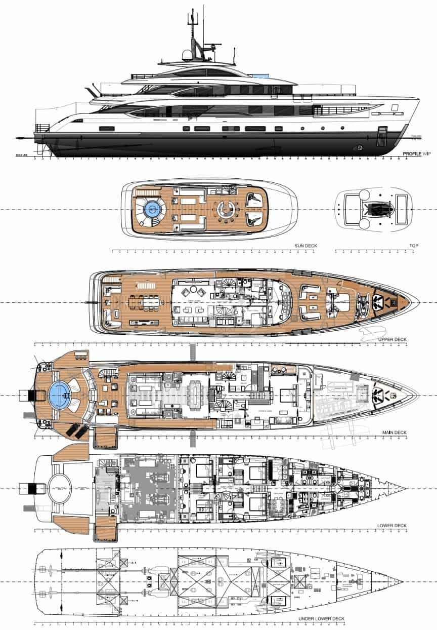 Luxury charter yacht layout diagram for LUMIERE