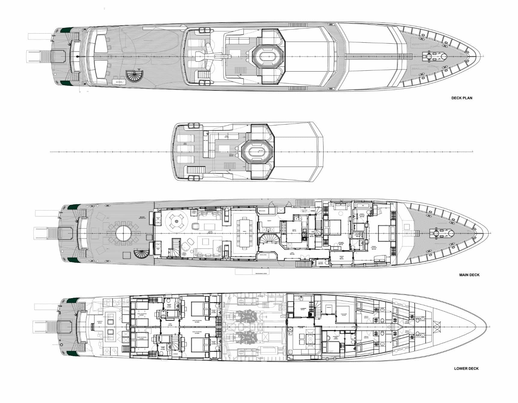 Luxury charter yacht layout diagram for EMERALD