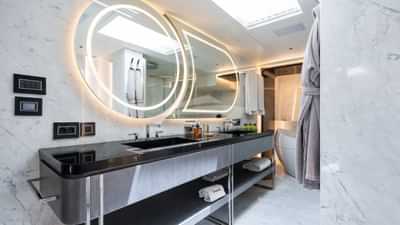Master stateroom is en suite with shower and bath