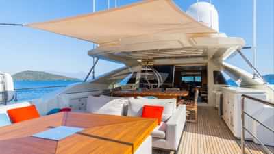 Shaded awning for upper deck