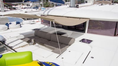 Shaded foredeck seating area
