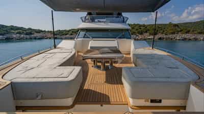 Foredeck seating with canopy