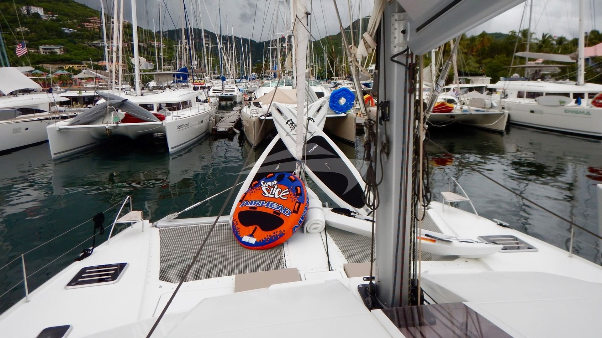 Foredeck with watersports gear