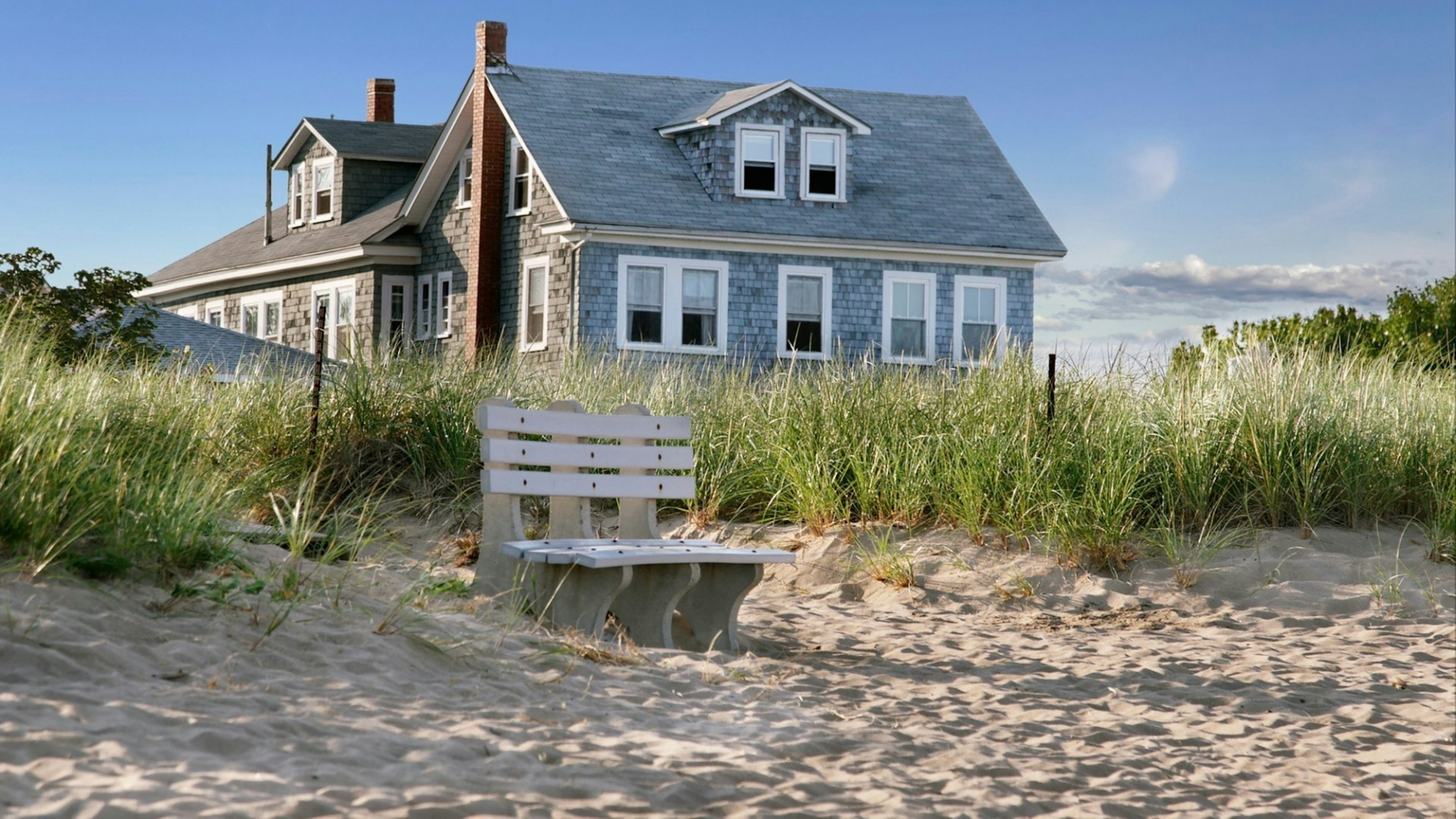 New England beach cottage, overlooking the dunes and the beach