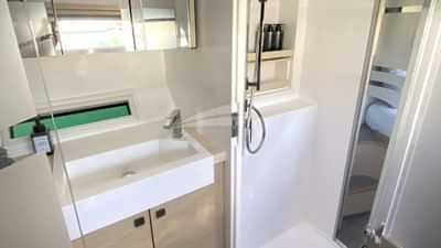 VIP guest en suite bathroom with separate tall shower