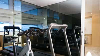 Master stateroom has adjoining gym
