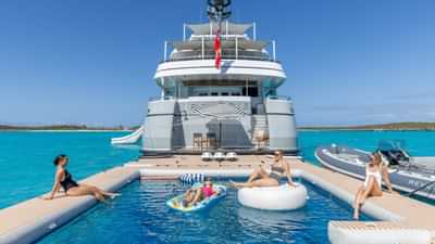 Inflatable pool and sunbathing area