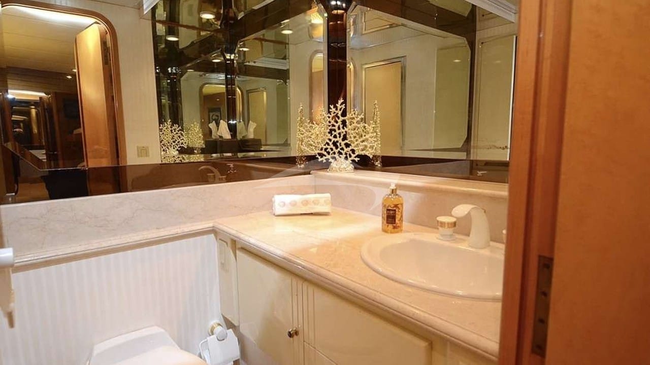 Each Cabin has its own marbled shower/toilet area