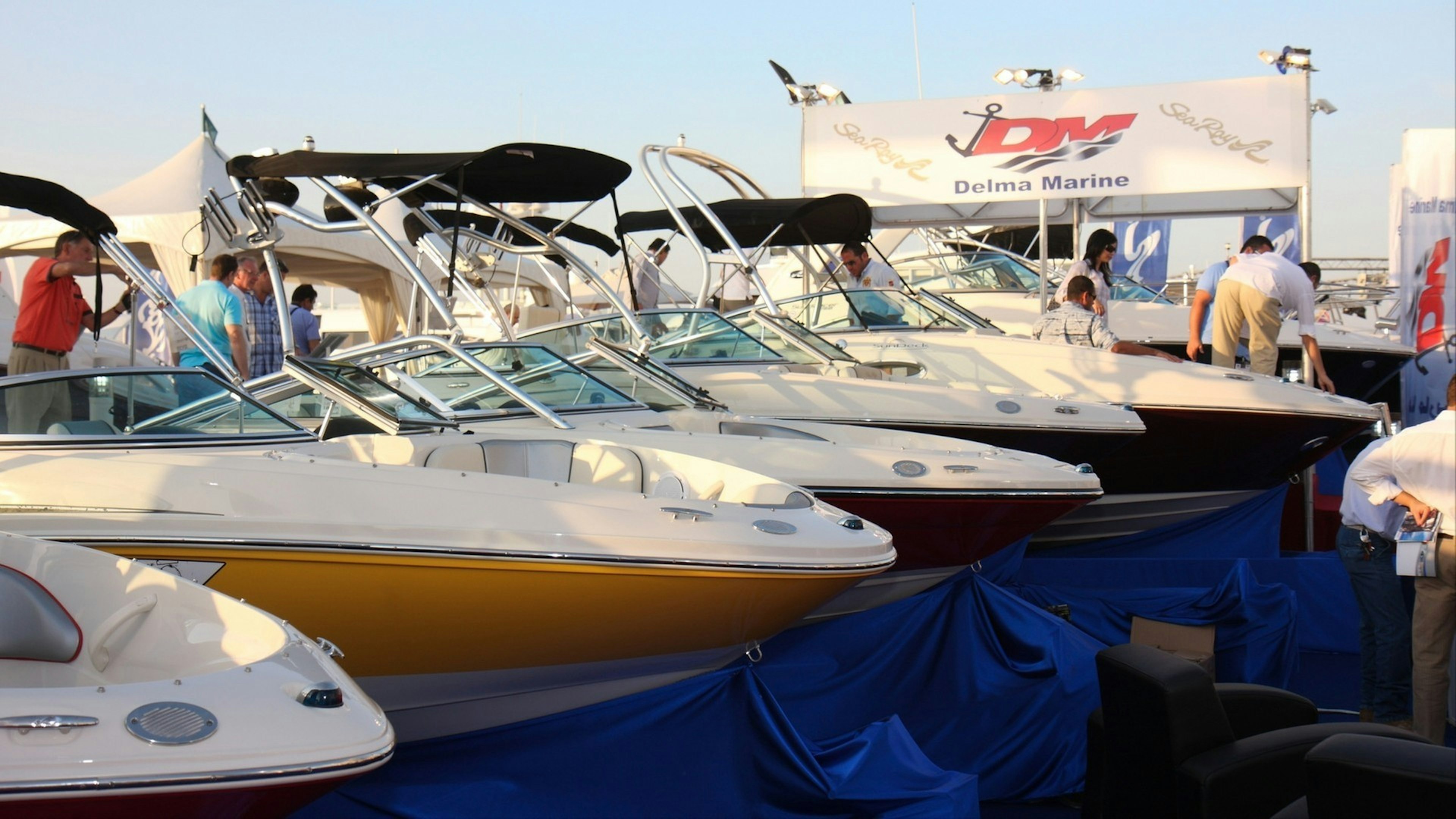 Luxury Boats on display during Dubai Boat Show