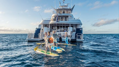 Guests having fun on paddle boards