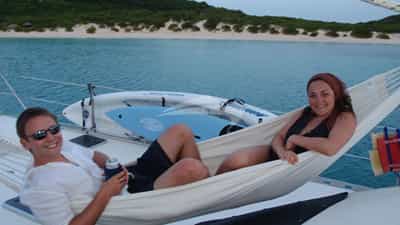 Relaxing in hammocks