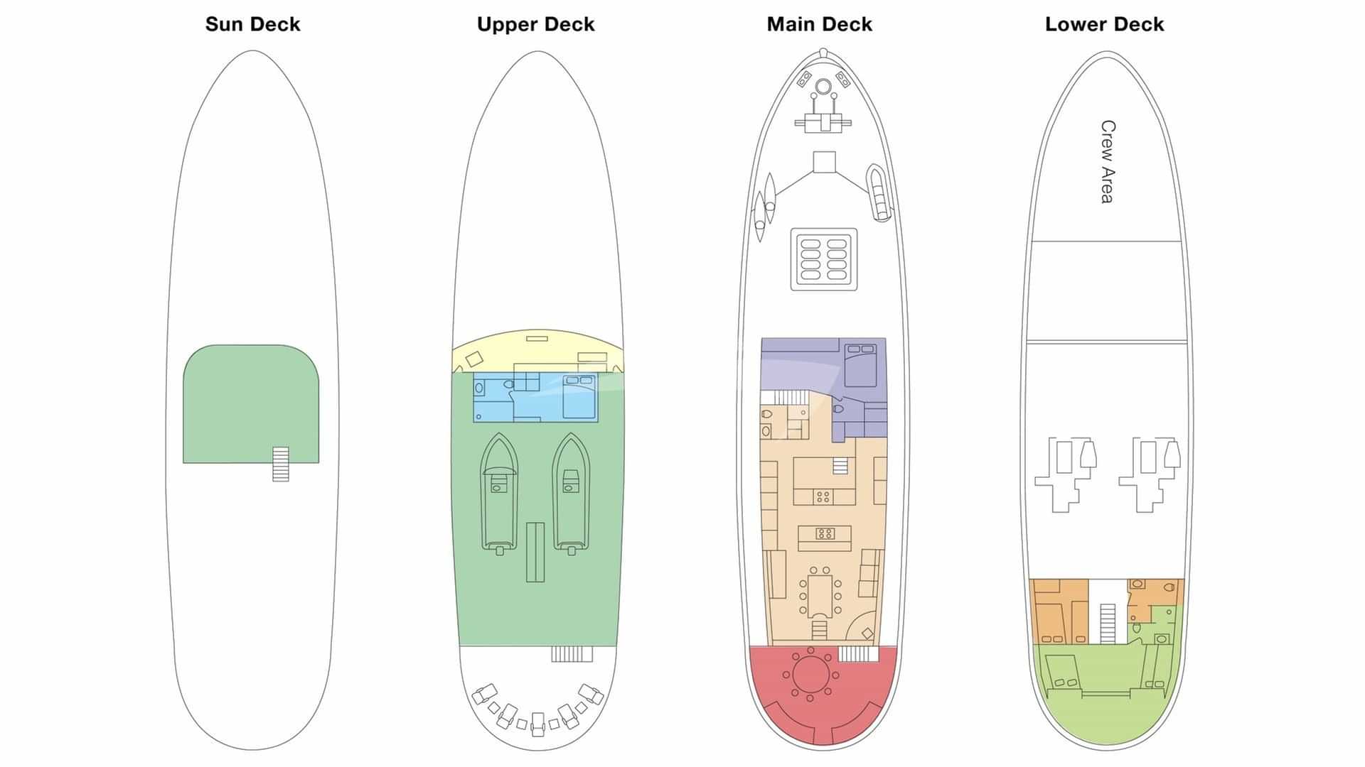 Luxury charter yacht layout diagram for PACIFIC YELLOWFIN