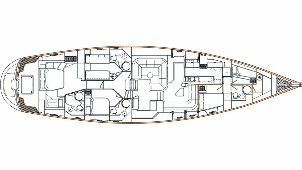 Luxury charter yacht layout diagram for DAMA DE NOCHE