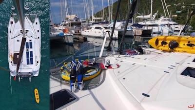 Pearl's foredeck with toys (and from the masthead)