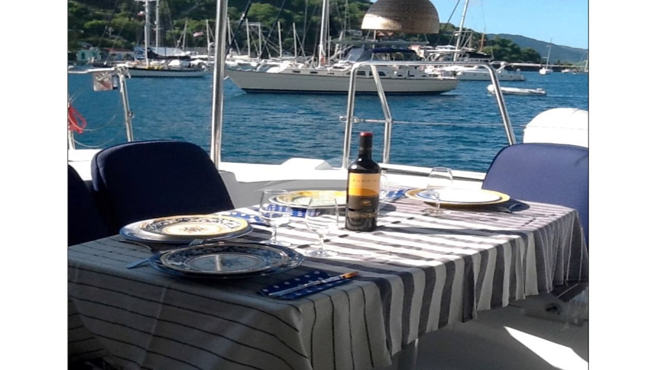 The cockpit dining area