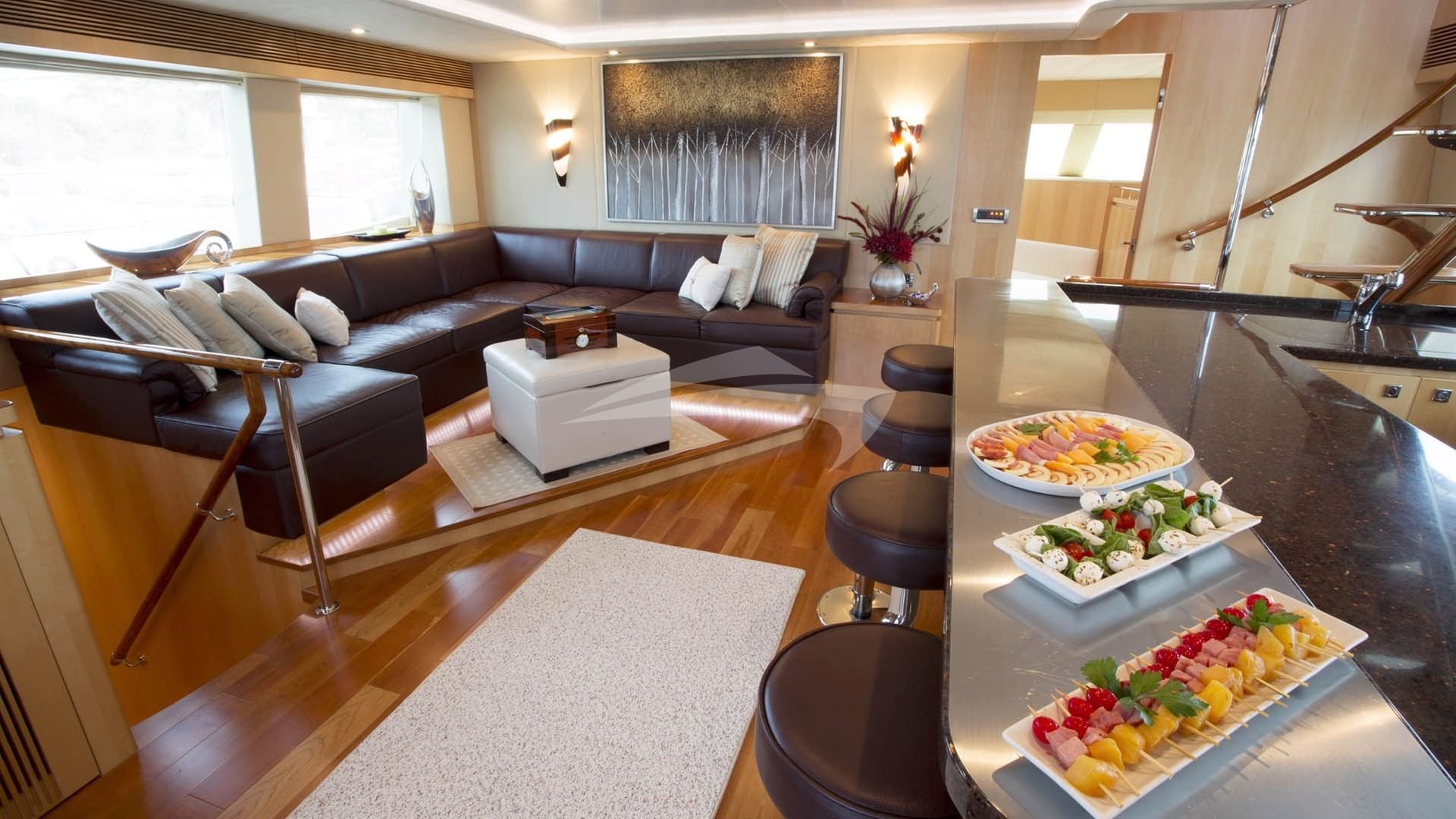 The spacious saloon lounging area