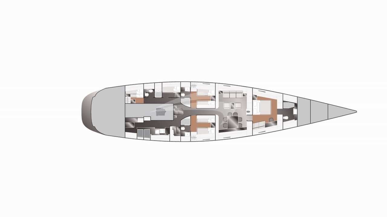 Luxury charter yacht layout diagram for RUNNING ON FAITH