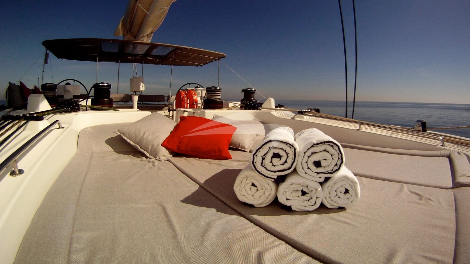 The flybridge lounging area