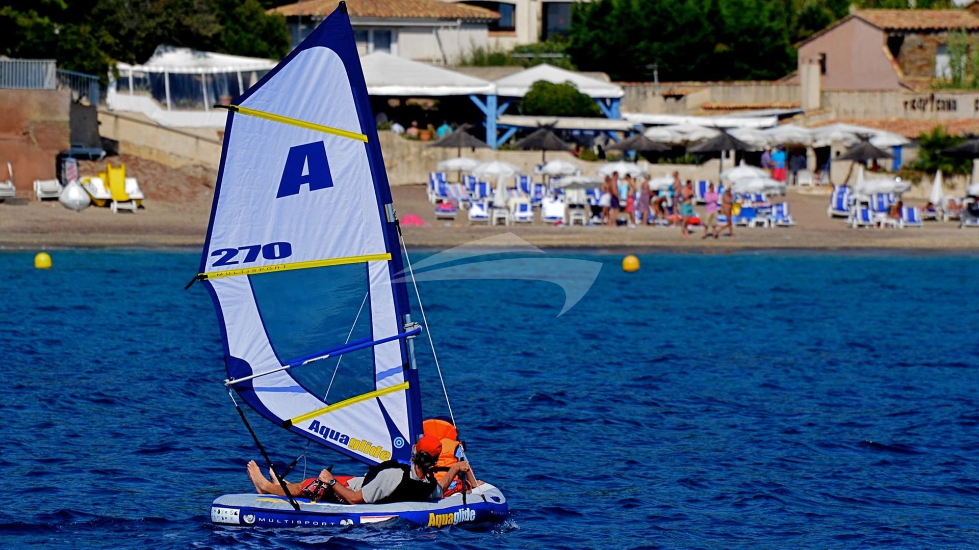 Dad and the kids sailing the aqua glide