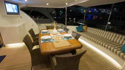 Aft deck lounging and dining area