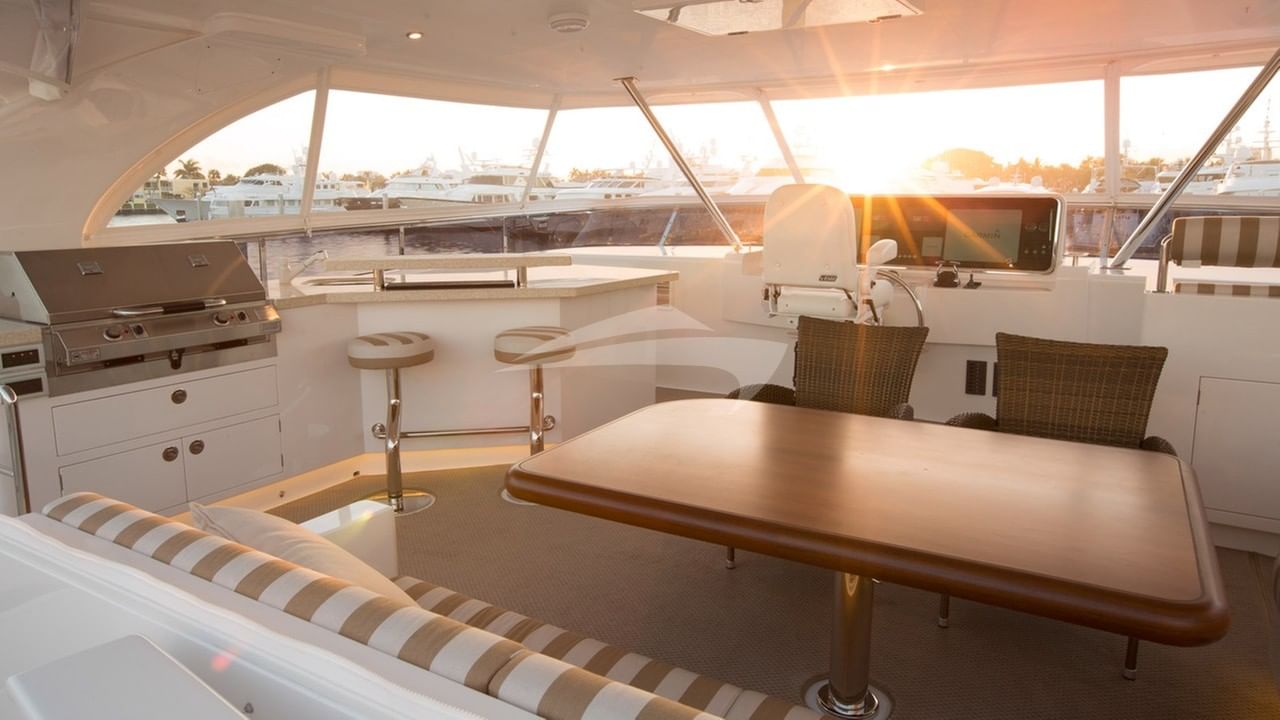 Another view of the flybridge, with BBQ