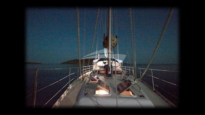 Scorpio's foredeck by night