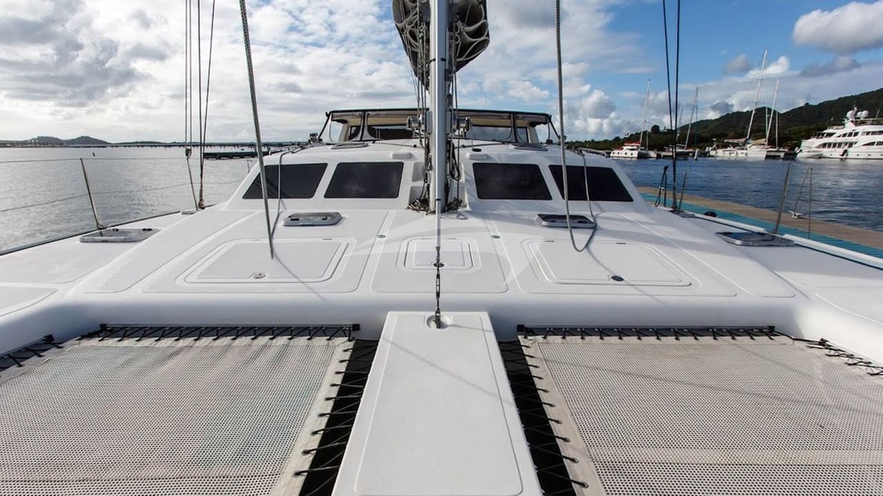 The foredeck and trampolines