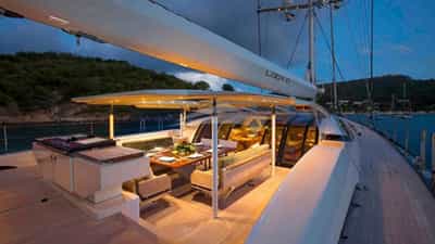 Aft Deck Dining at Night