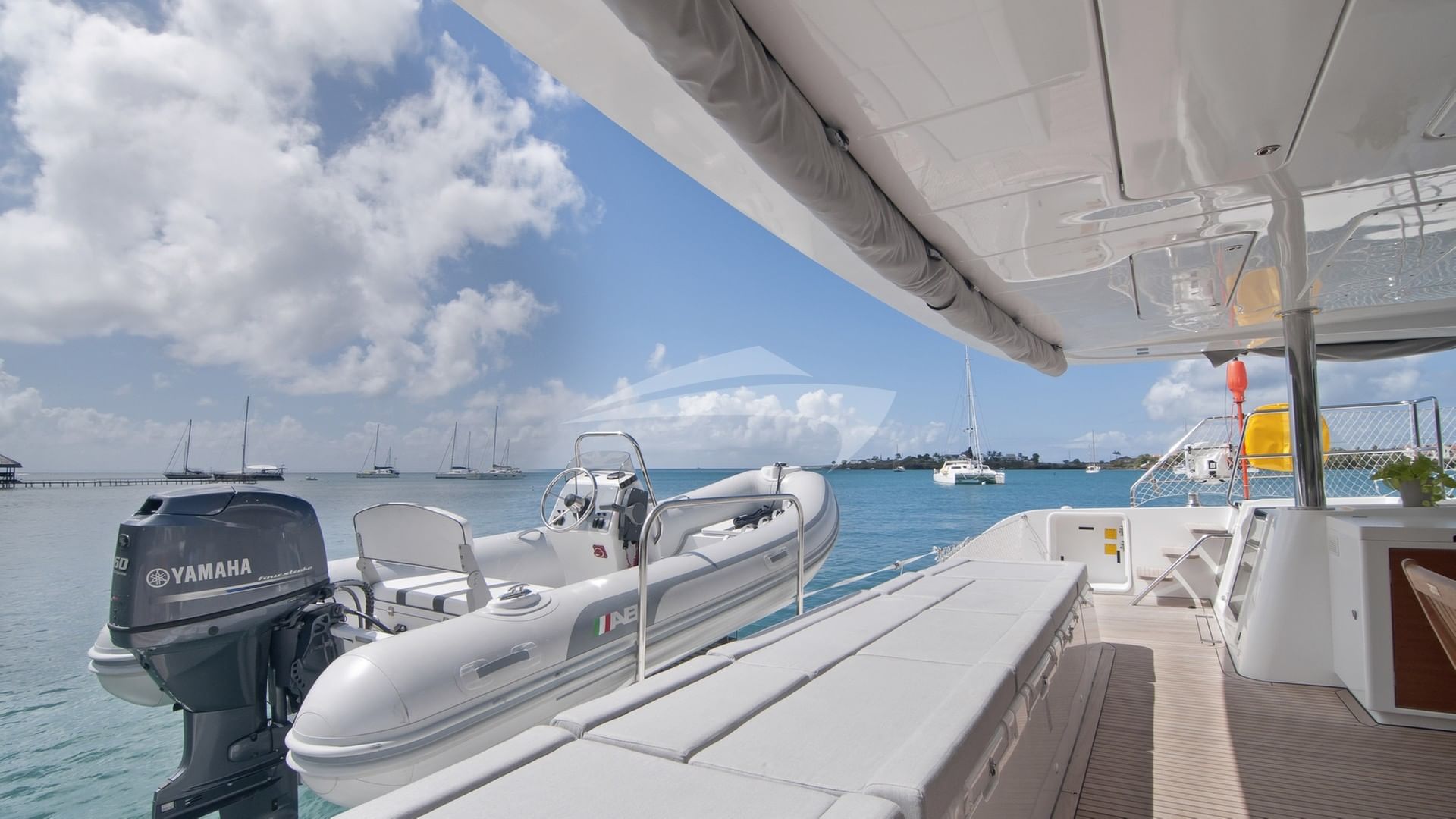 The tender on the aft lift